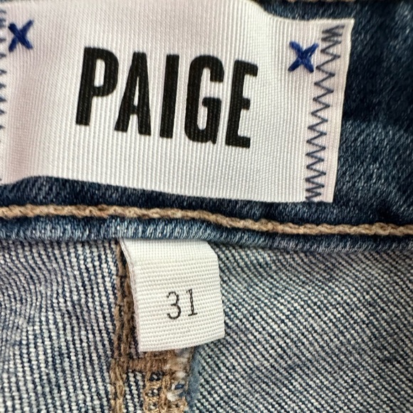 Paige Anthropologie High Rise Sarah Straight Distressed Cropped Jeans Button Fly - Picture 15 of 16